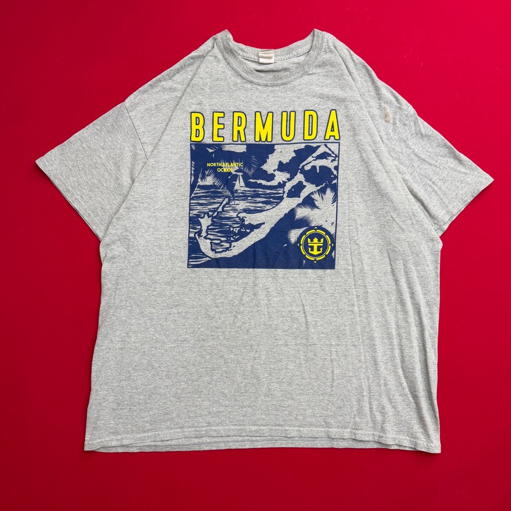 Vintage Bermuda T Shirt Mens 2XL Grey Royal Caribbean Y2K Destination Graphic